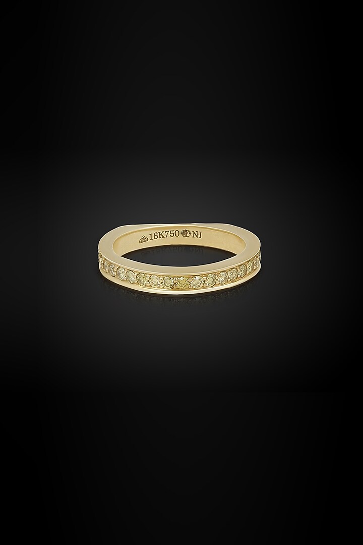 18kt Yellow Gold Finish Round-Cut Diamond Halo Band Ring by Nornament at Pernia's Pop Up Shop