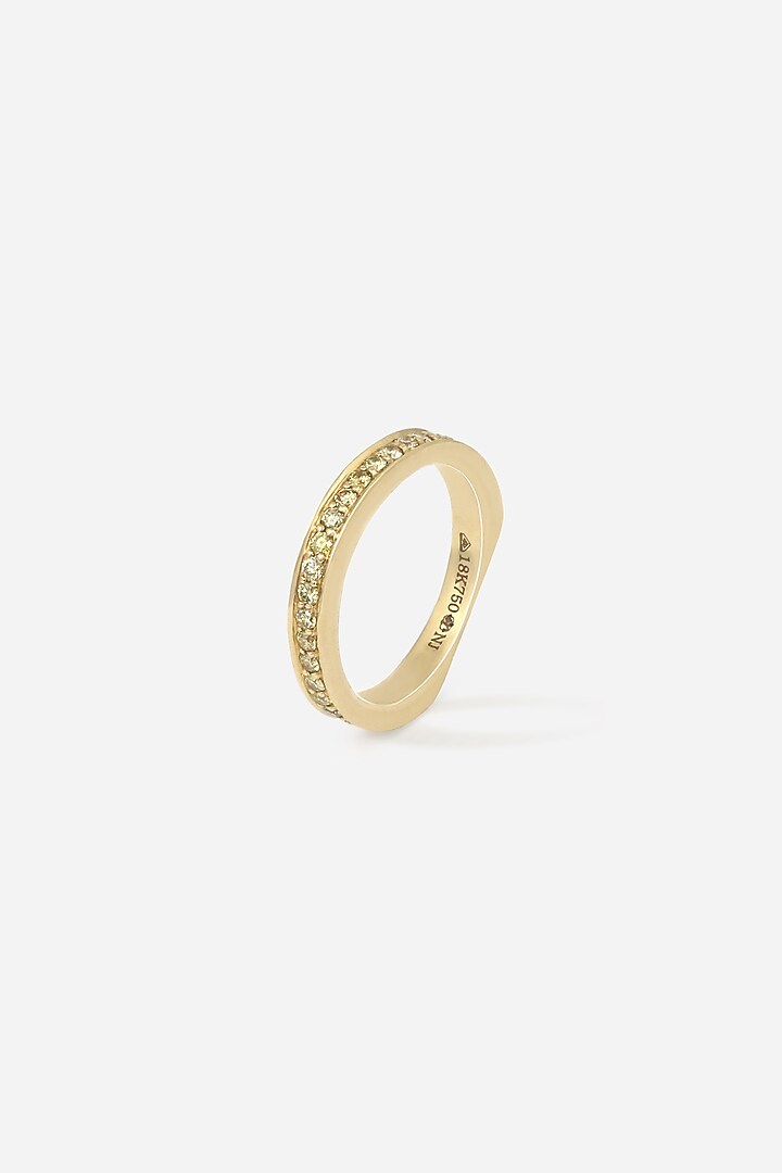 18kt Yellow Gold Finish Round-Cut Diamond Halo Band Ring by Nornament at Pernia's Pop Up Shop
