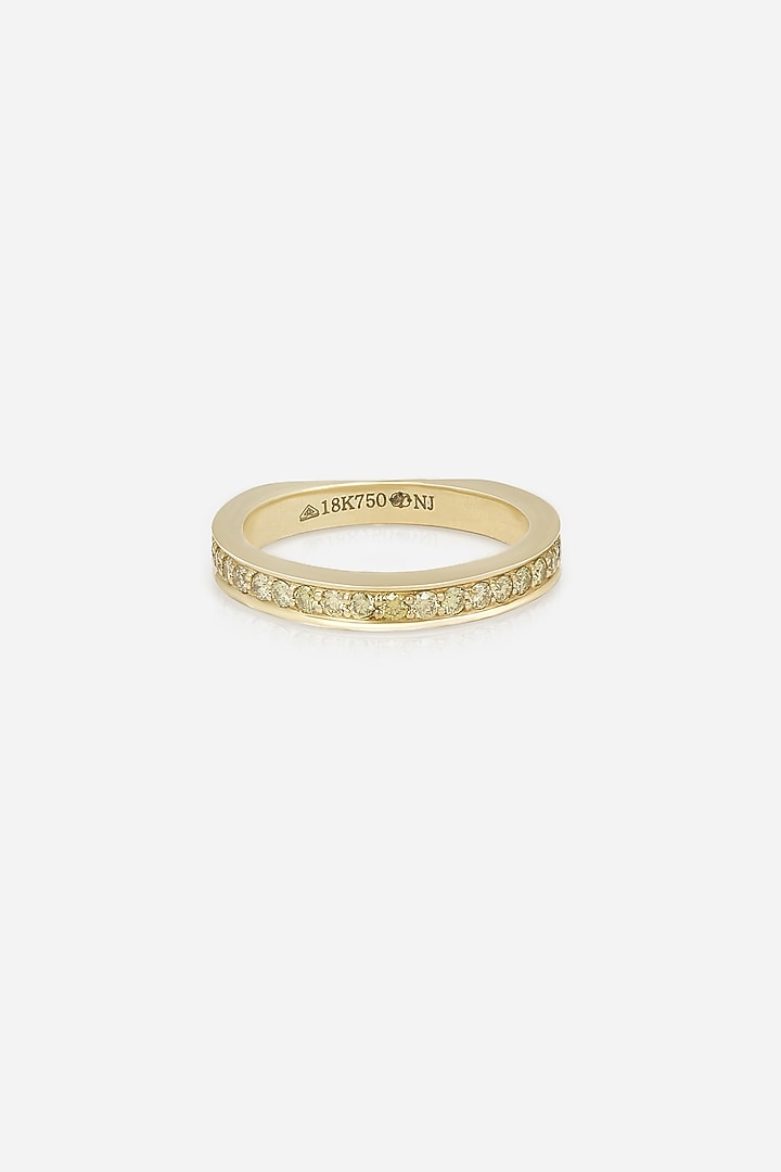 18kt Yellow Gold Finish Round-Cut Diamond Halo Band Ring by Nornament at Pernia's Pop Up Shop