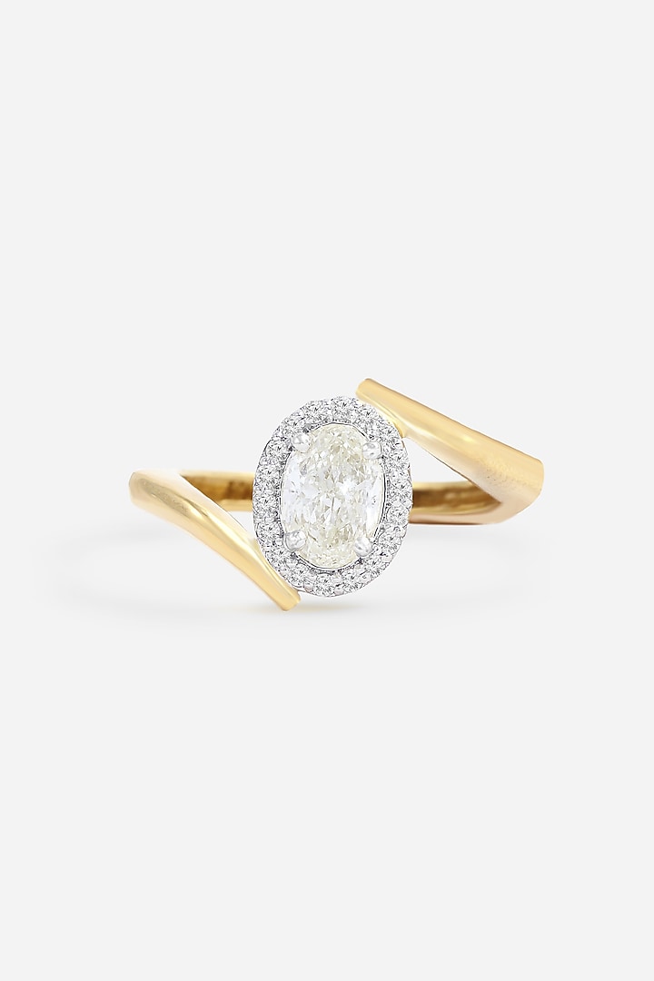 18kt Yellow Gold Finish Round & Oval-Cut Diamond Ring by Nornament at Pernia's Pop Up Shop