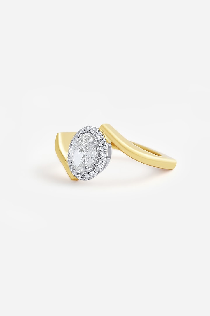 18kt Yellow Gold Finish Round & Oval-Cut Diamond Ring by Nornament at Pernia's Pop Up Shop