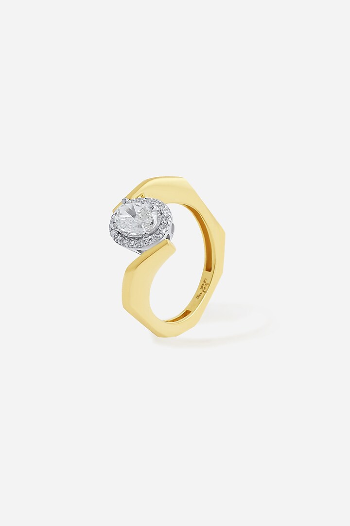 18kt Yellow Gold Finish Round & Oval-Cut Diamond Ring by Nornament at Pernia's Pop Up Shop