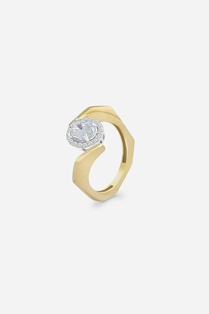 18kt Yellow Gold Finish Round & Oval-Cut Diamond Ring by Nornament at Pernia's Pop Up Shop