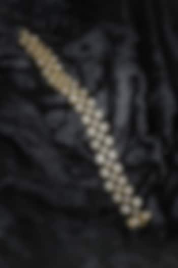 14kt Yellow Gold Finish Kundan Polki & Diamond Openable Bracelet by Nornament at Pernia's Pop Up Shop