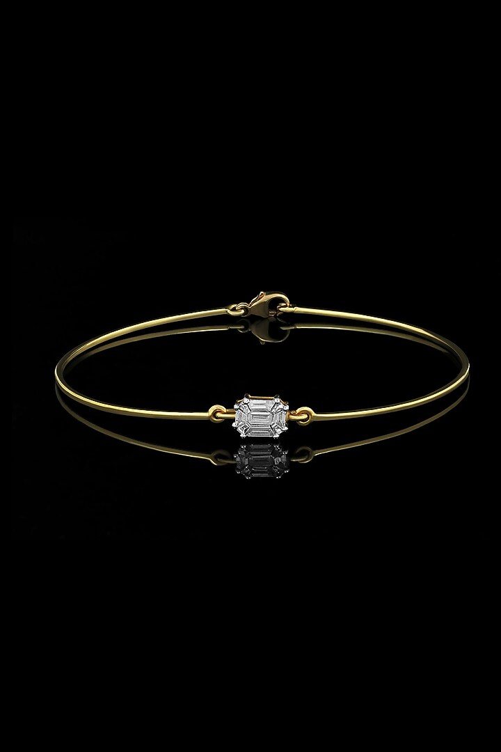 18kt Yellow Gold Finish Pie-Cut Emerald Diamond Openable Bracelet by Nornament at Pernia's Pop Up Shop
