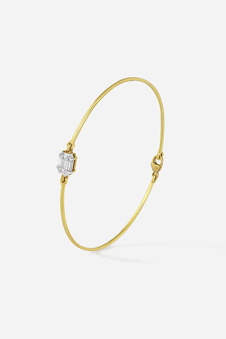 18kt Yellow Gold Finish Pie-Cut Emerald Diamond Openable Bracelet by Nornament at Pernia's Pop Up Shop