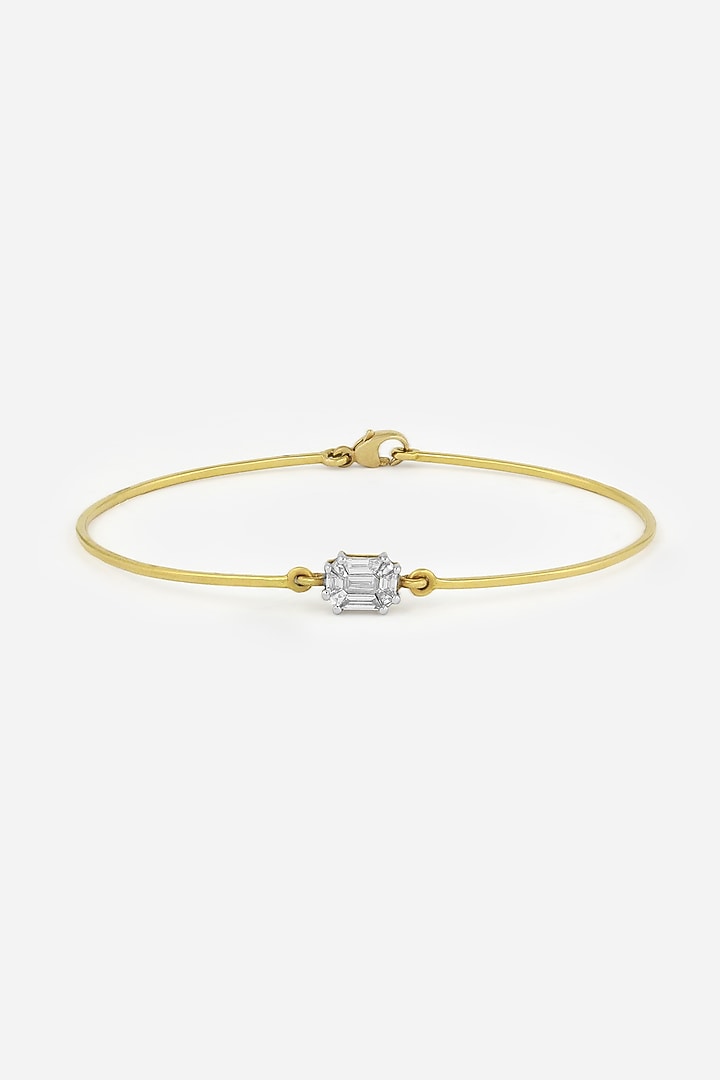 18kt Yellow Gold Finish Pie-Cut Emerald Diamond Openable Bracelet by Nornament at Pernia's Pop Up Shop