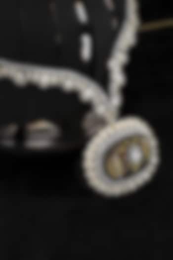 14kt Two-Tone Finish Kundan Polki & Diamond Enameled Pendant Necklace by Nornament at Pernia's Pop Up Shop