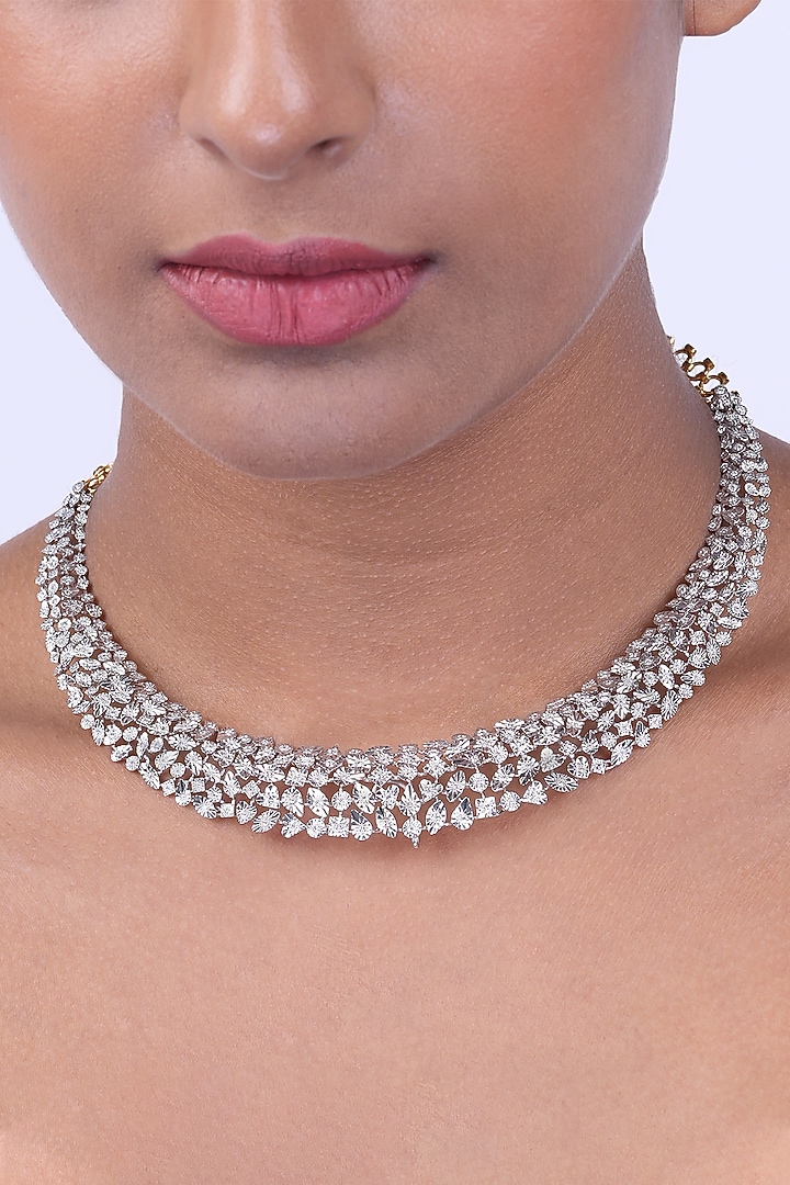 18kt Yellow Gold Finish Round-Shaped Diamond Hasli Necklace by Nornament at Pernia's Pop Up Shop