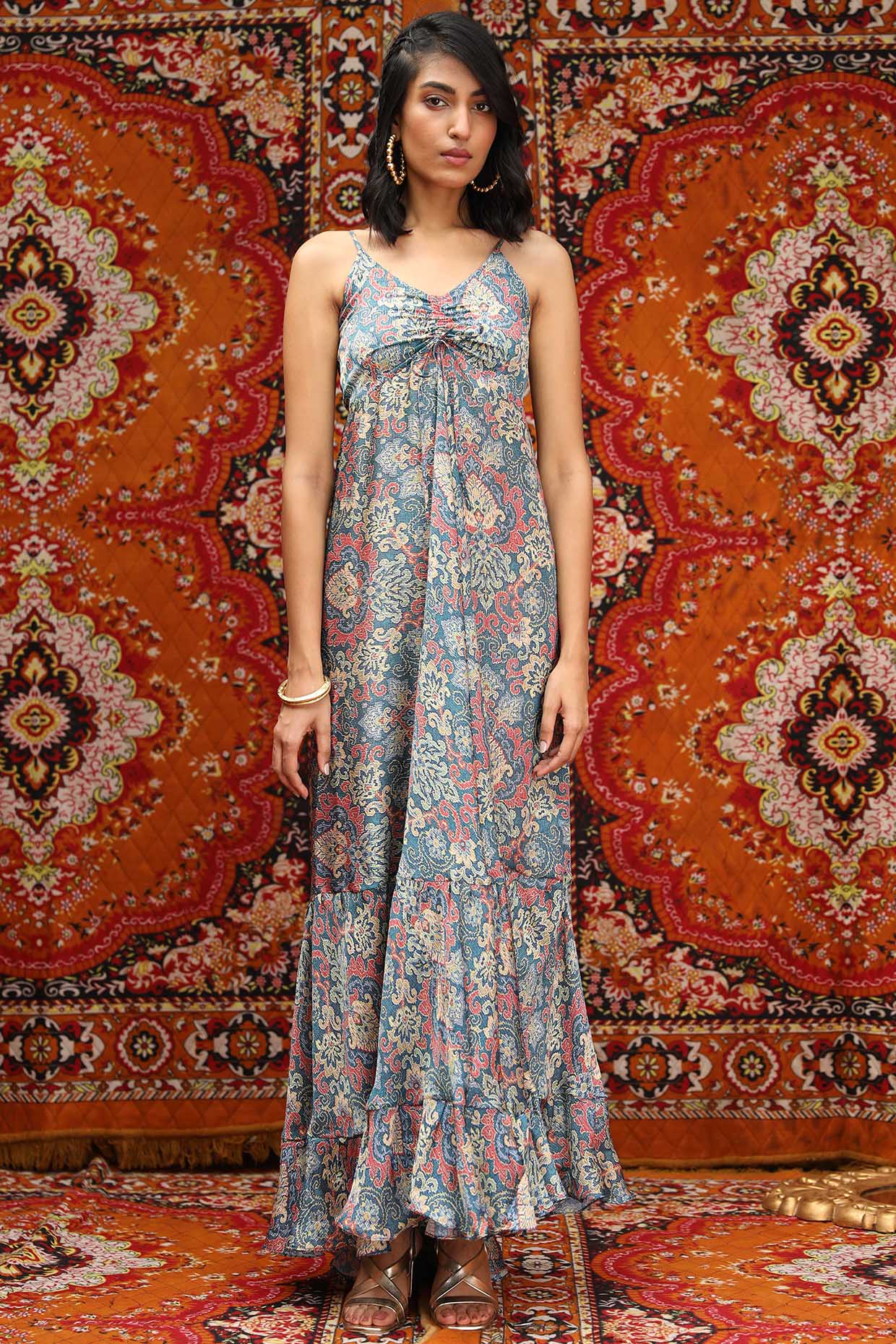 Buy Satin Grey Floor Length Gown Online 