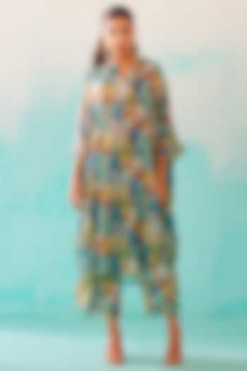 Multi-Colored Satin Georgette Blend Printed Kaftan by NORN INDIA at Pernia's Pop Up Shop