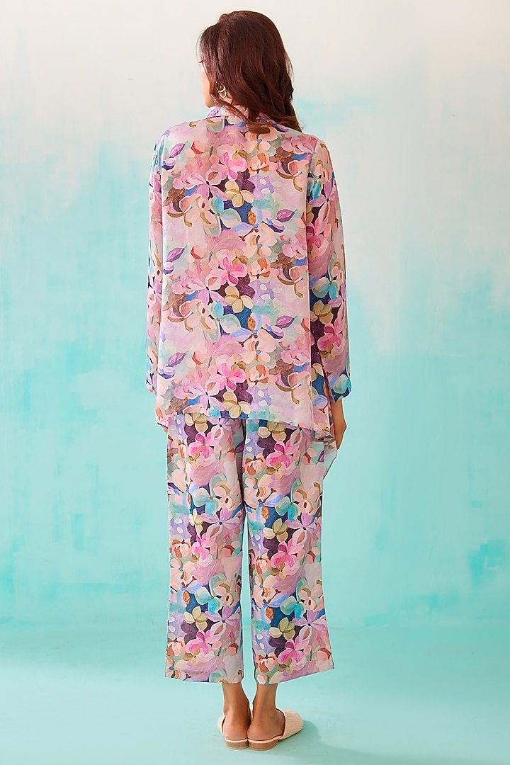 Multi-Colored Satin Georgette Blend Printed Shirt by NORN INDIA at Pernia's Pop Up Shop