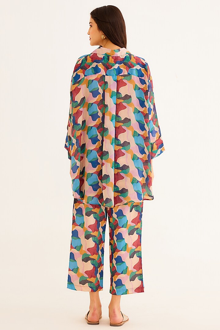 Multi-Colored Satin Georgette Blend Printed Shirt by NORN INDIA at Pernia's Pop Up Shop