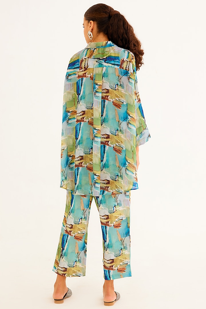 Multi-Colored Satin Georgette Blend Printed Shirt by NORN INDIA at Pernia's Pop Up Shop
