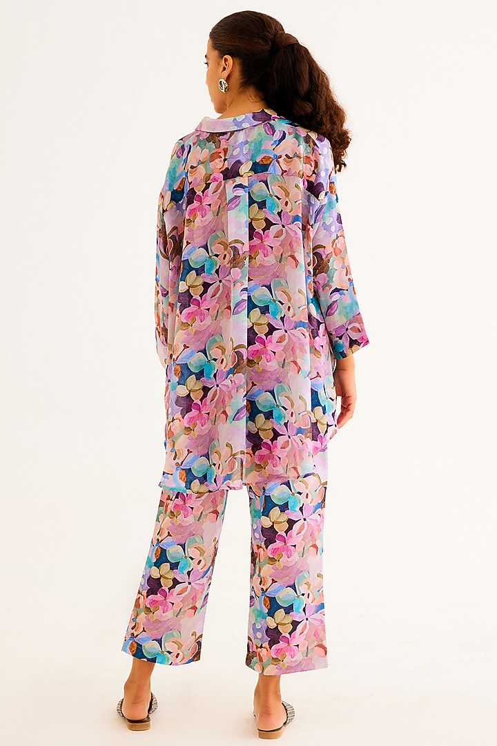 Multi-Colored Satin Georgette Blend Printed Shirt by NORN INDIA at Pernia's Pop Up Shop