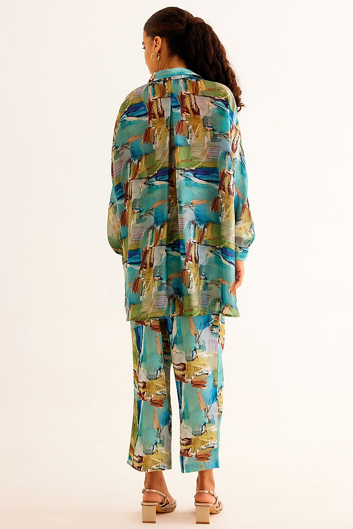 Multi-Colored Satin Georgette Blend Printed Shirt by NORN INDIA at Pernia's Pop Up Shop