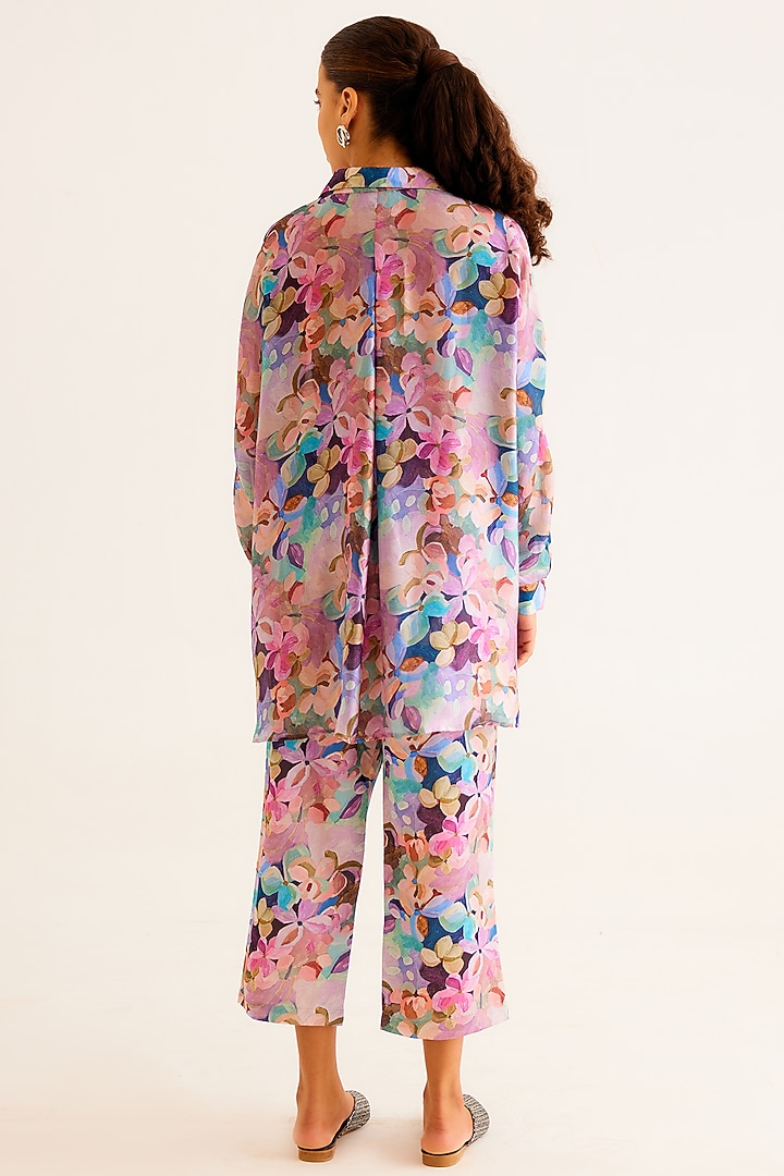 Multi-Colored Satin Georgette Blend Printed Shirt by NORN INDIA at Pernia's Pop Up Shop