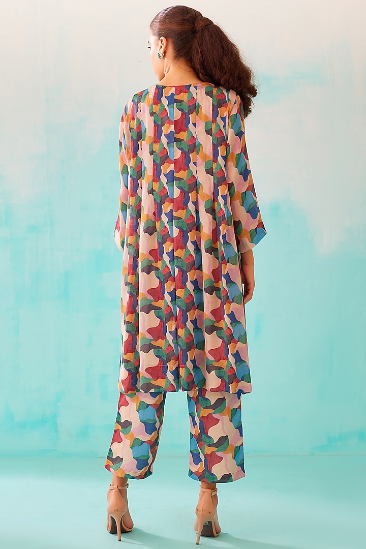 Multi-Colored Satin Georgette Blend Printed Tunic by NORN INDIA at Pernia's Pop Up Shop