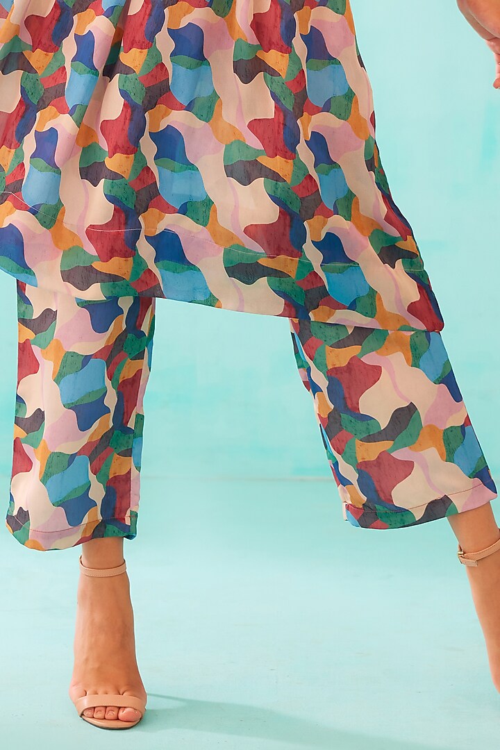 Multi-Colored Satin Georgette Blend Printed Tunic by NORN INDIA at Pernia's Pop Up Shop