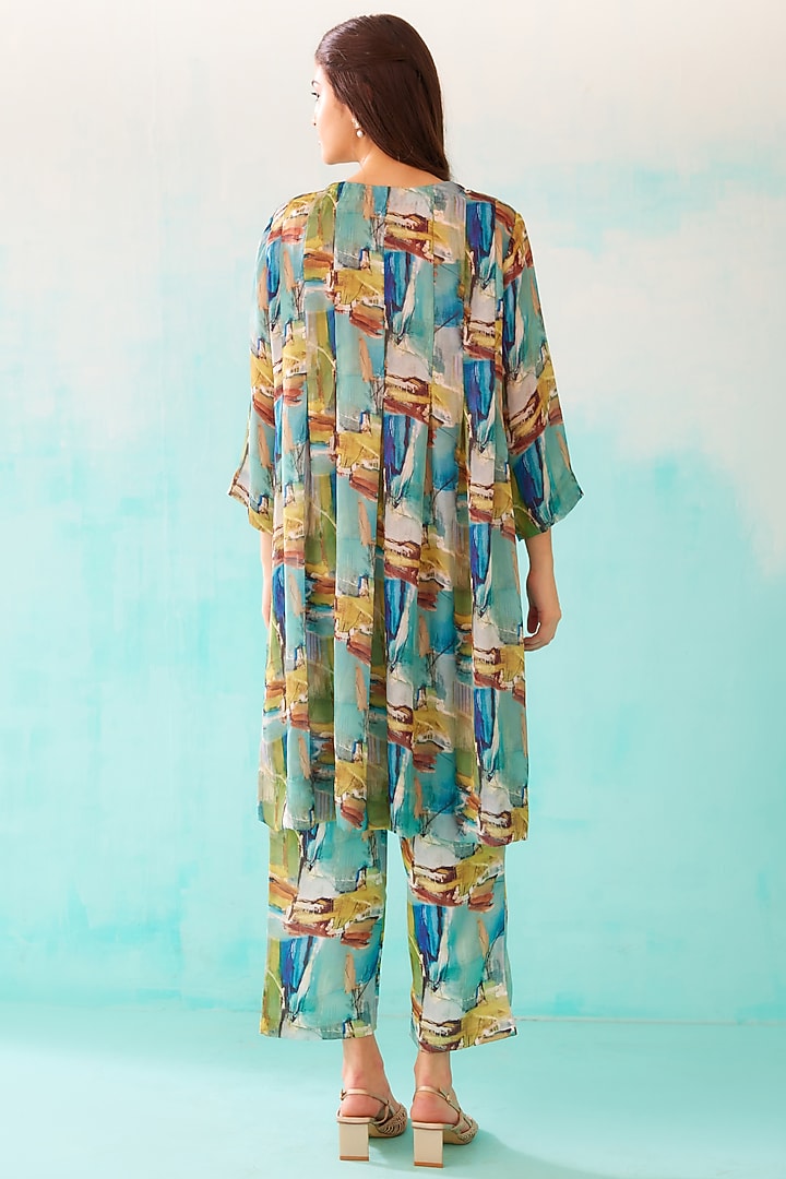 Multi-Colored Satin Georgette Blend Printed Tunic by NORN INDIA at Pernia's Pop Up Shop