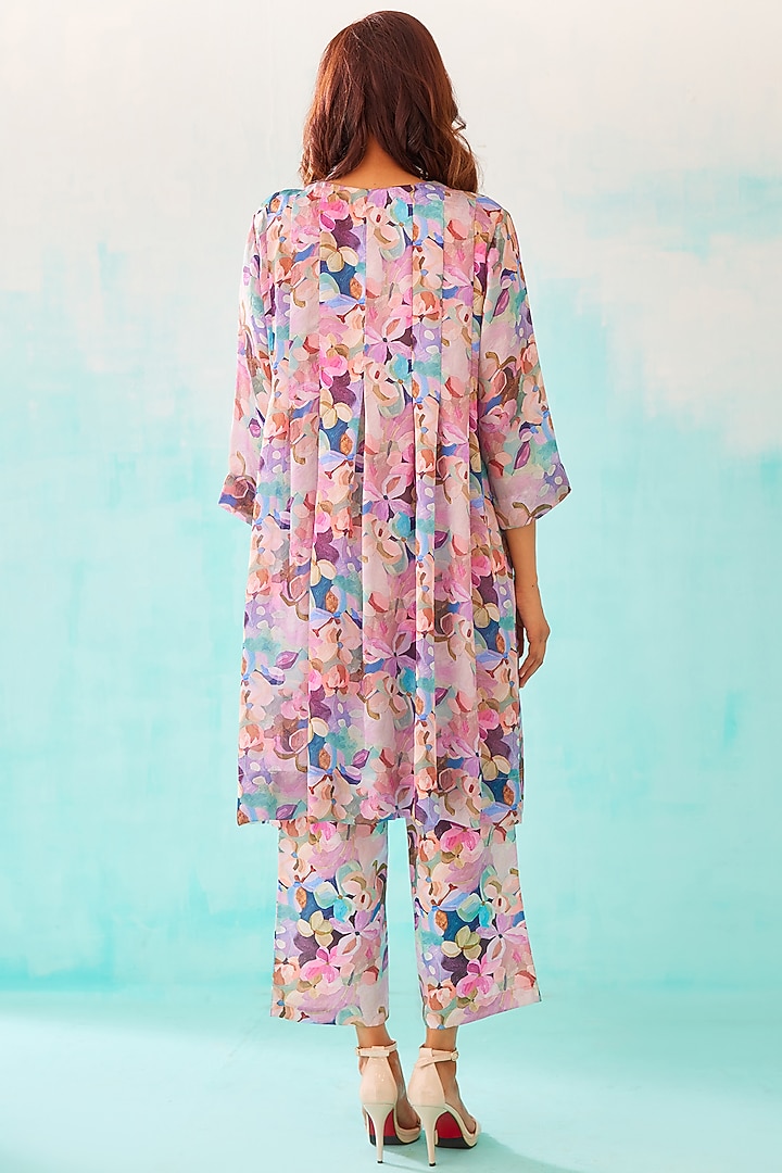 Multi-Colored Satin Georgette Blend Printed Tunic by NORN INDIA at Pernia's Pop Up Shop