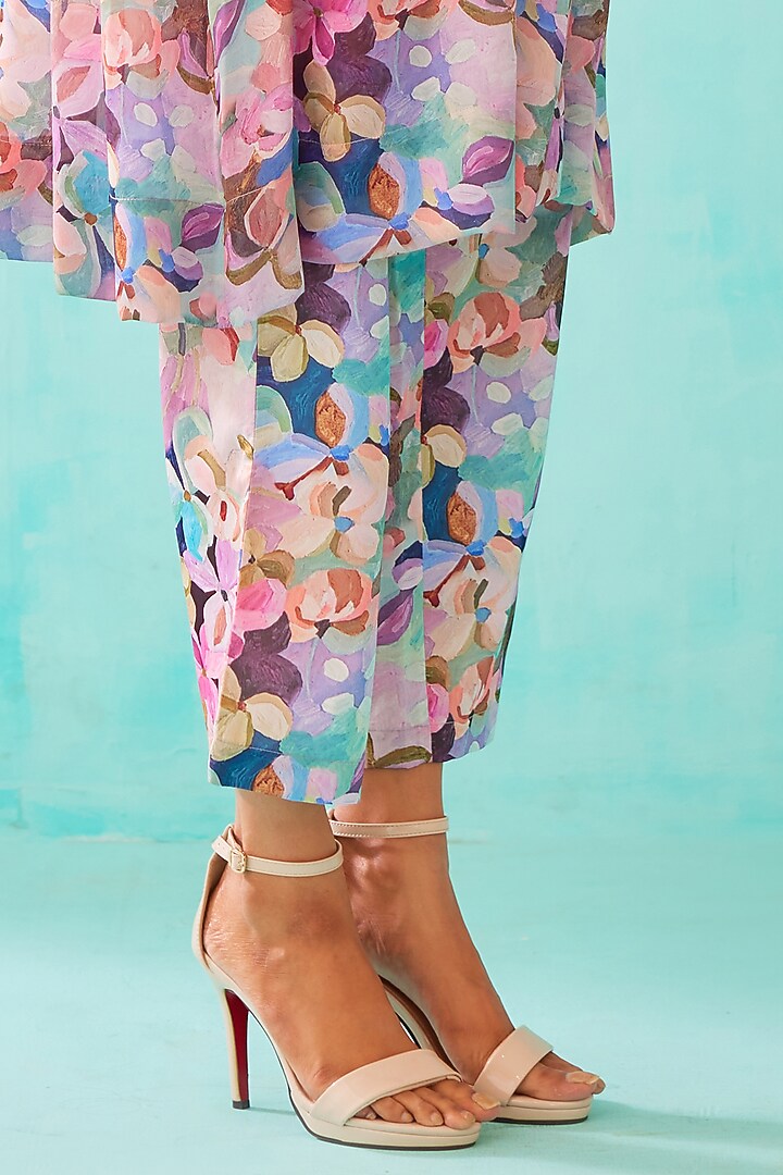 Multi-Colored Satin Georgette Blend Printed Tunic by NORN INDIA at Pernia's Pop Up Shop
