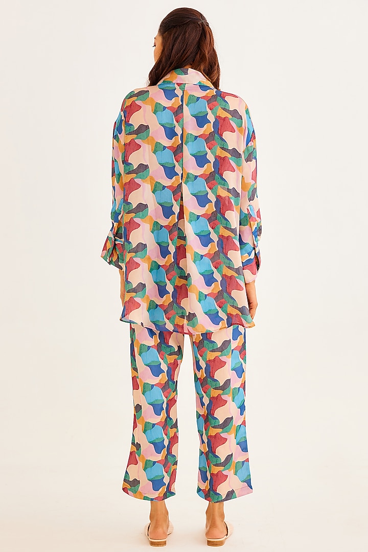 Multi-Colored Satin Georgette Blend Printed Shirt by NORN INDIA at Pernia's Pop Up Shop