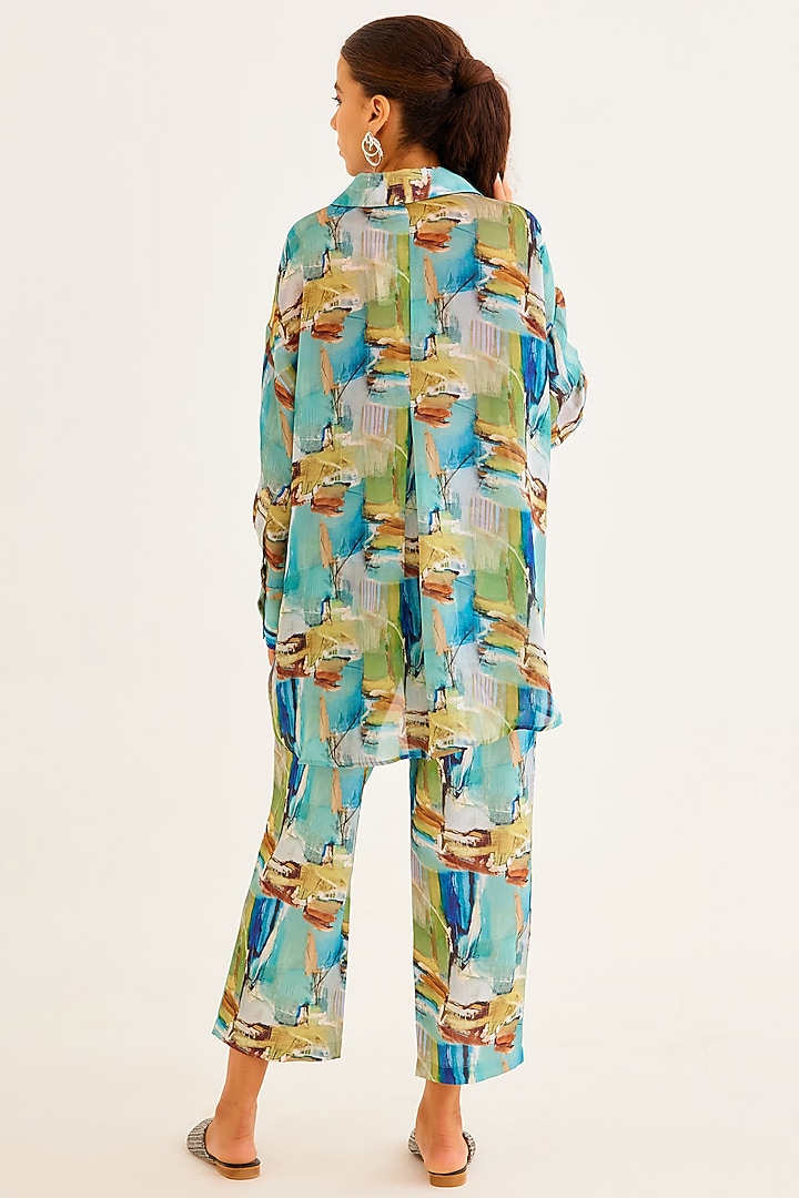 Multi-Colored Satin Georgette Blend Printed Shirt by NORN INDIA at Pernia's Pop Up Shop