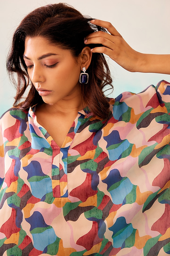 Multi-Colored Satin Georgette Blend Printed Kaftan by NORN INDIA at Pernia's Pop Up Shop