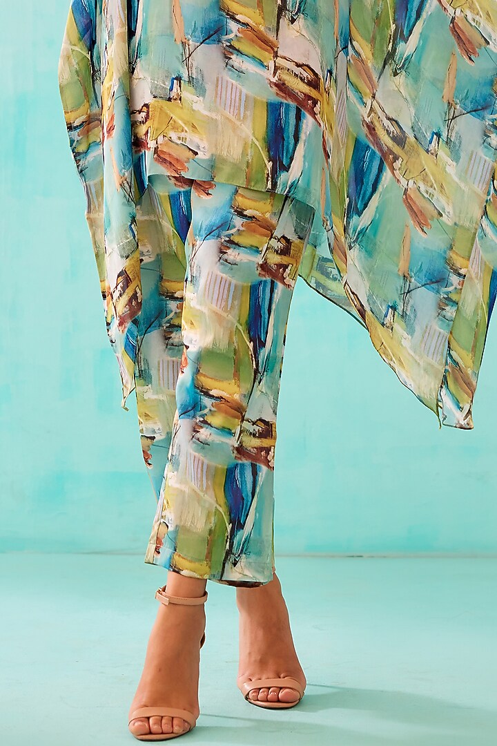Multi-Colored Satin Georgette Blend Printed Kaftan by NORN INDIA at Pernia's Pop Up Shop