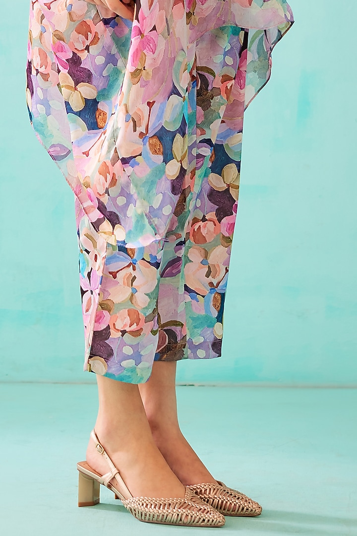 Multi-Colored Satin Georgette Blend Printed Kaftan by NORN INDIA at Pernia's Pop Up Shop
