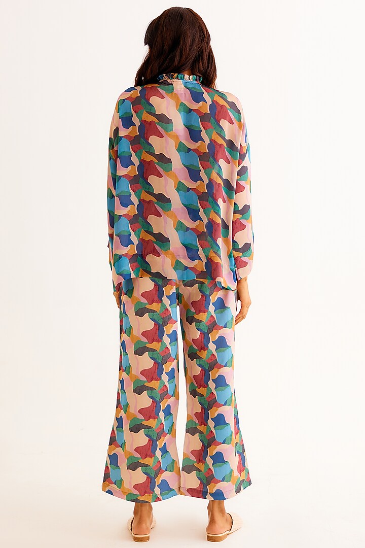 Multi-Colored Satin Georgette Blend Printed Shirt by NORN INDIA at Pernia's Pop Up Shop