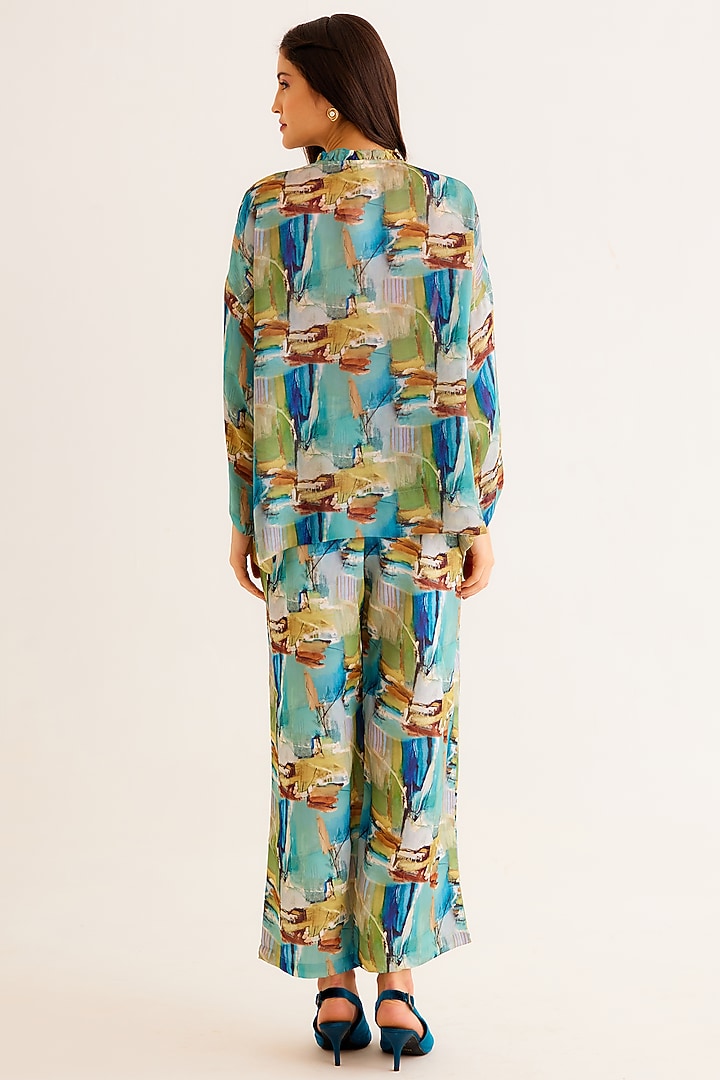 Multi-Colored Satin Georgette Blend Printed Shirt by NORN INDIA at Pernia's Pop Up Shop