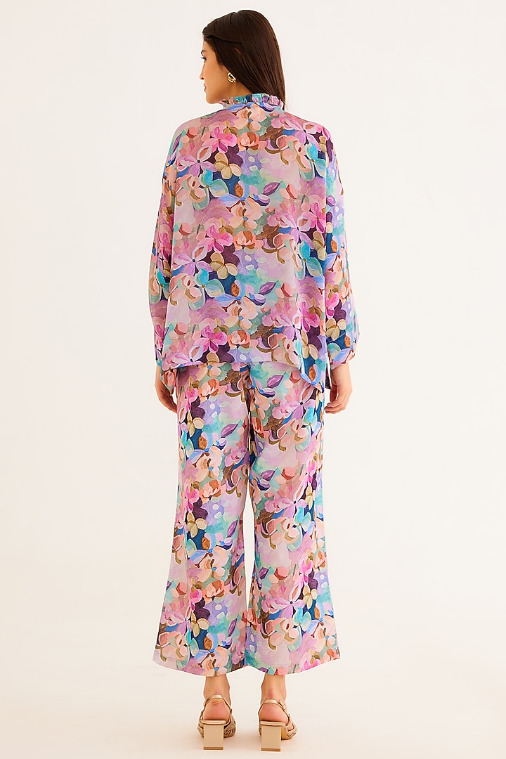 Multi-Colored Satin Georgette Blend Printed Shirt by NORN INDIA at Pernia's Pop Up Shop