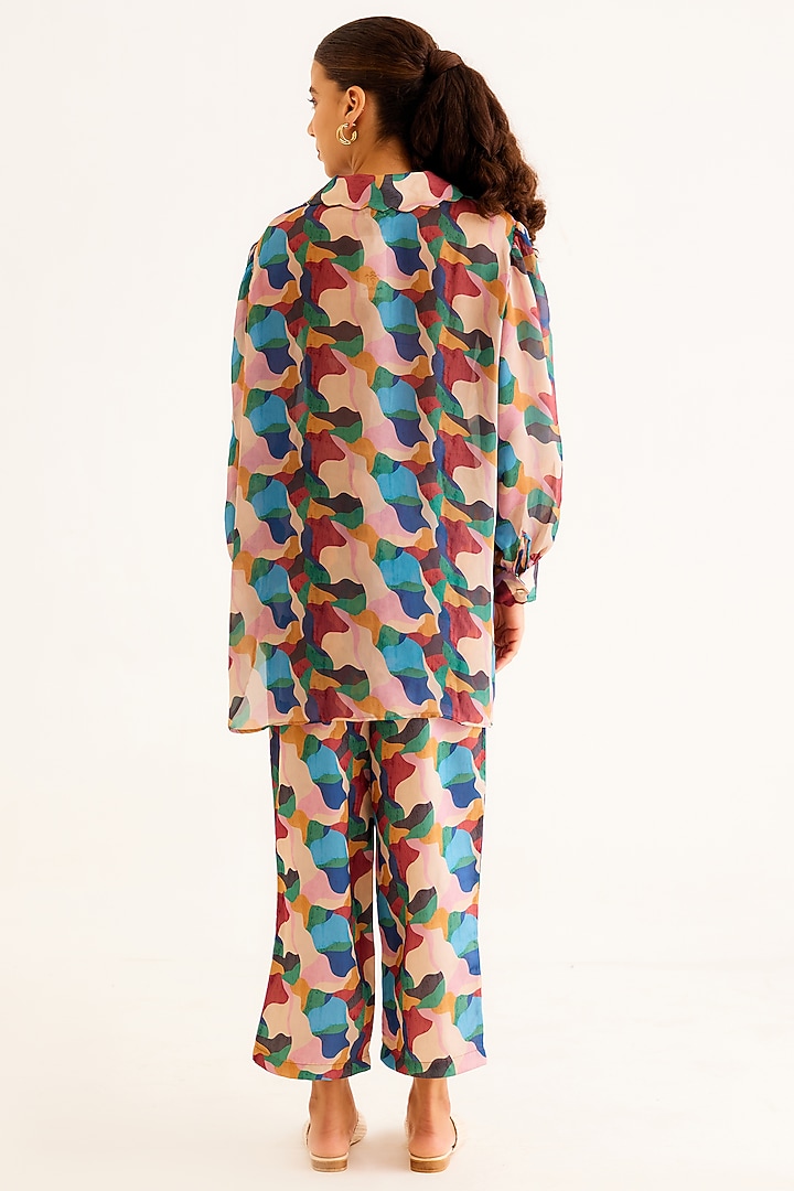 Multi-Colored Satin Georgette Blend Printed Shirt by NORN INDIA at Pernia's Pop Up Shop
