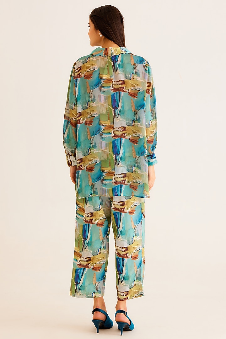 Multi-Colored Satin Georgette Blend Printed Shirt by NORN INDIA at Pernia's Pop Up Shop