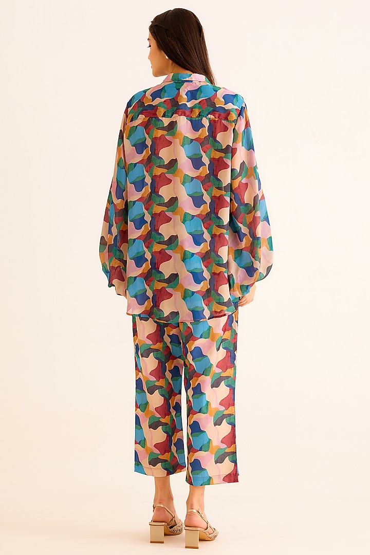 Multi-Colored Satin Georgette Blend Printed Shirt by NORN INDIA at Pernia's Pop Up Shop