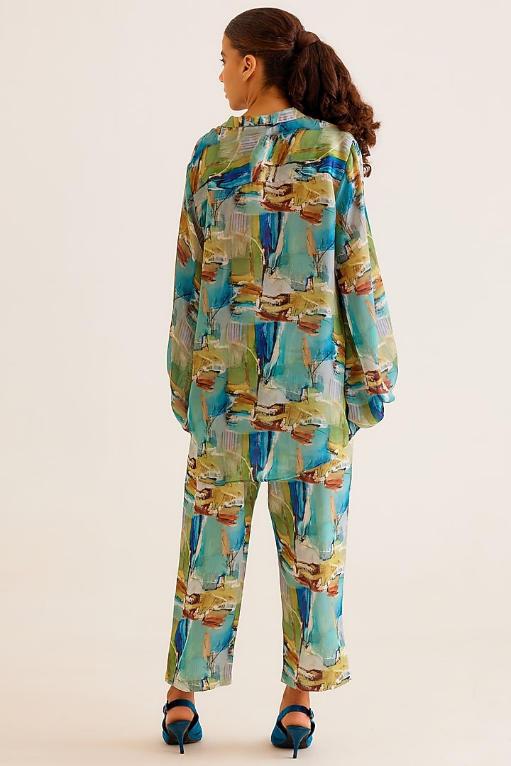 Multi-Colored Satin Georgette Blend Printed Shirt by NORN INDIA at Pernia's Pop Up Shop