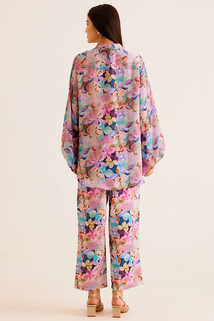 Multi-Colored Satin Georgette Blend Printed Shirt by NORN INDIA at Pernia's Pop Up Shop