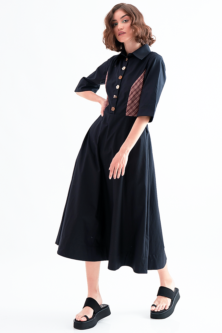 Black Cotton Poplin Summer Dress by Notebook at Pernia's Pop Up Shop