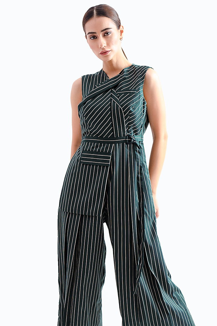 Green Terry Rayon Jumpsuit Design by Notebook at Pernia's Pop Up Shop 2024