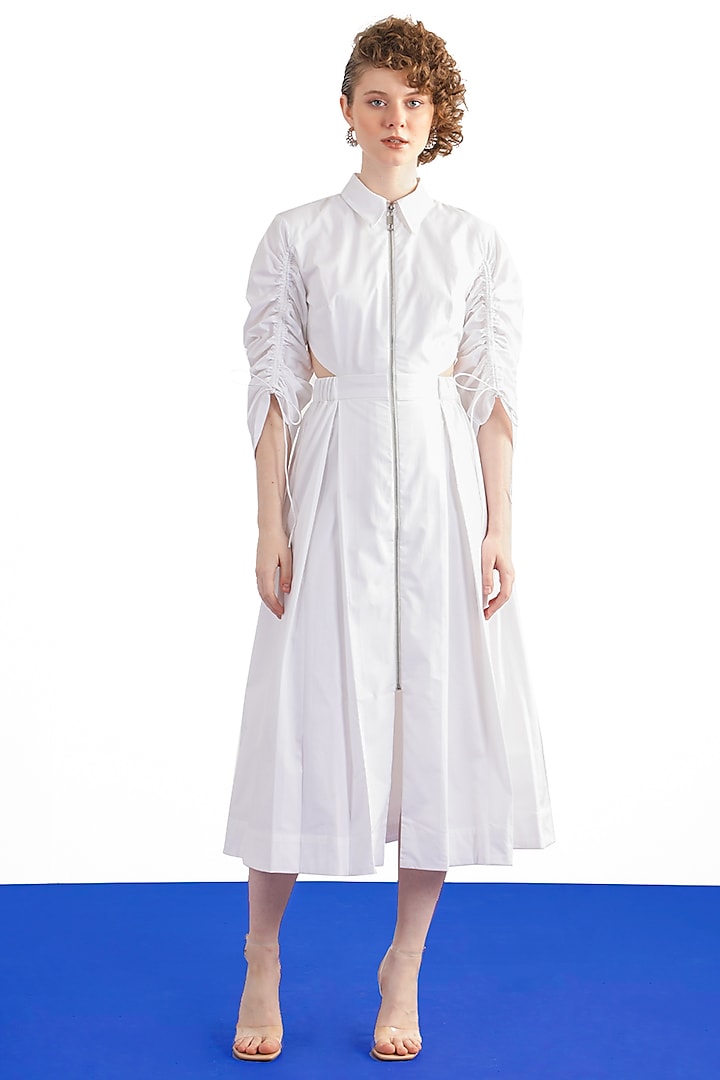 Off-White Cotton Poplin Midi Shirt Dress by Notebook