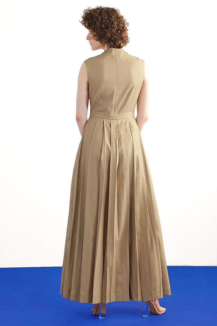 Ivory & Beige Terry Rayon Pleated Jumpsuit by Notebook at Pernia's Pop Up Shop