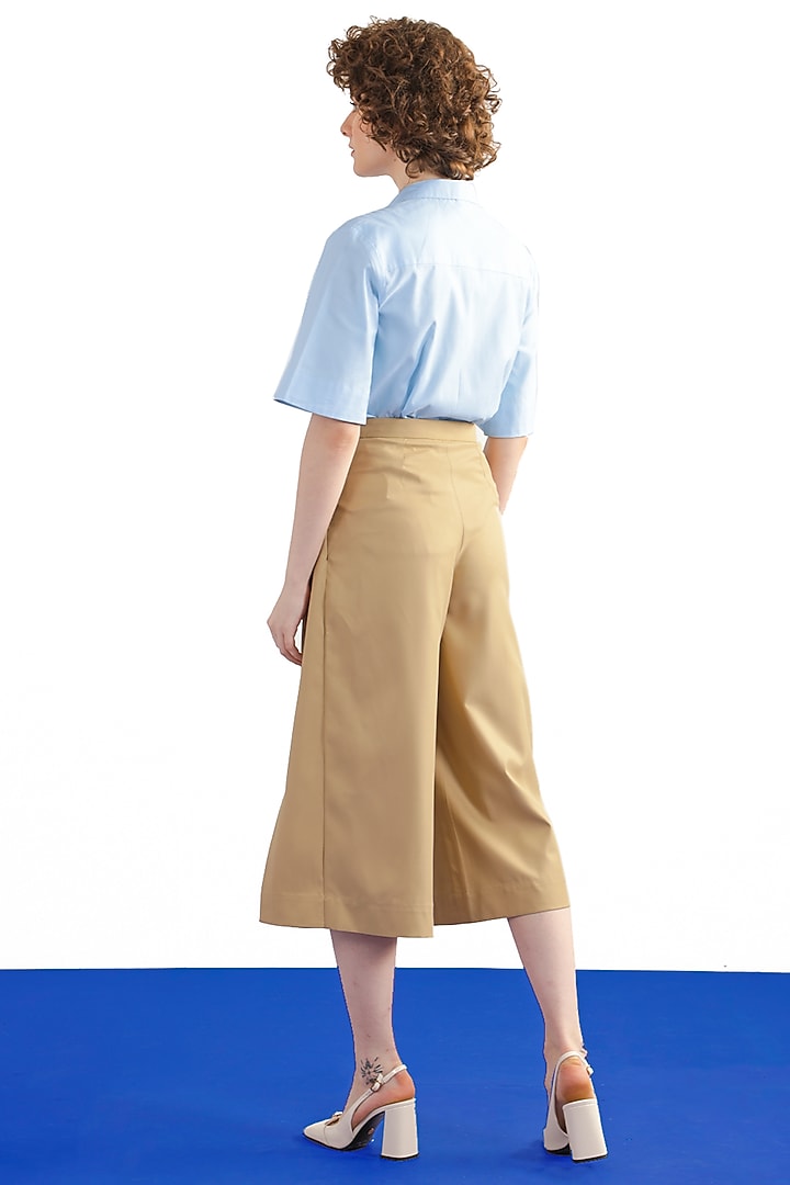 Beige Terry Rayon Layered Trousers by Notebook at Pernia's Pop Up Shop