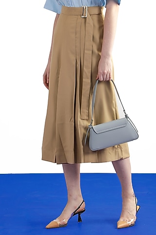 Beige Terry Rayon Wide-Legged Trousers by Notebook