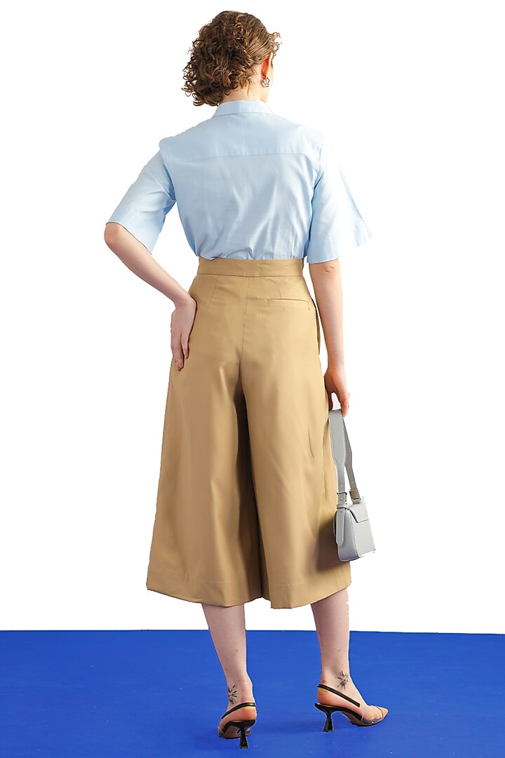 Beige Terry Rayon Wide-Legged Trousers by Notebook at Pernia's Pop Up Shop