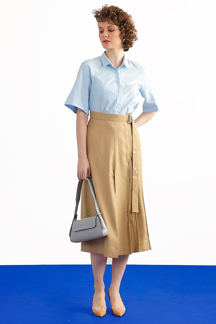 Beige Terry Rayon Wide-Legged Trousers by Notebook at Pernia's Pop Up Shop