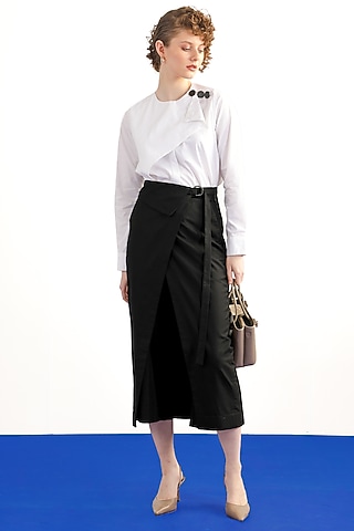 Off-White Cotton Poplin Asymmetric Shirt by Notebook
