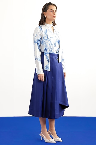 Blue & White Terry Rayon Shirt by Notebook