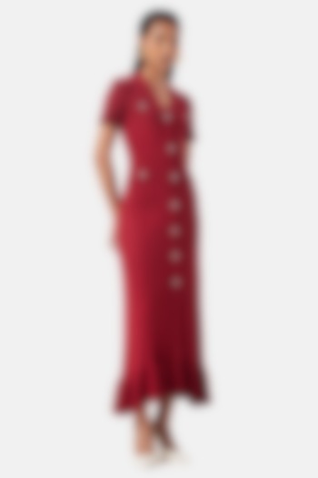 Red Polyester Maxi Summer Dress by Notebook at Pernia's Pop Up Shop